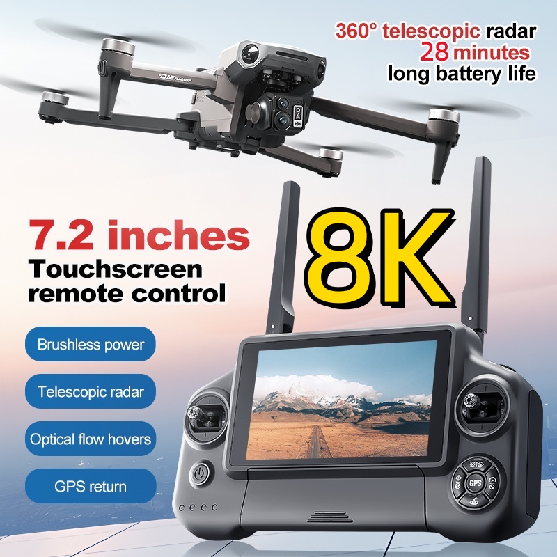 Rc Helicopter Case - 8K 3軸ジンバルブラシレス7.2インチタッチスクリーンFPVリモートコントロールクアッドコプター5KM障害物回避エアドロップGPSリターンRCドローン