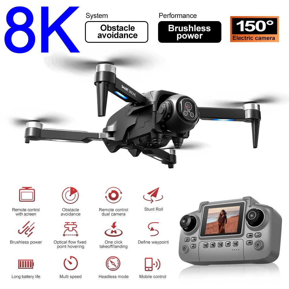 Rc Helicopter Large - ブラシレス8Kドローン HD 150搭載 ° 電動デュアルカメラ5G WIFI