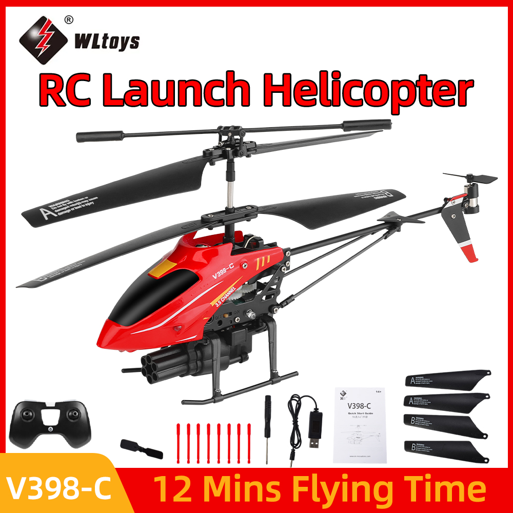 Rc Helicopter Gyro - Wltoys RCヘリコプターV398-C 飛行機発射ヘリコプター 2.4GHZ 6軸ジャイロ 気圧高度計