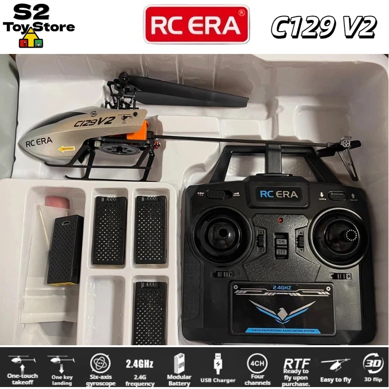 Rc Helicopter Single Rotor - RC ERA C129V2 4CH 2.4GHzスマート電動シングルローターRCヘリコプター 6軸ジャイロ搭載リモートコントロール航空機モデルおもちゃ