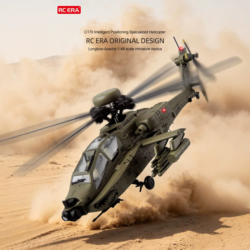 Rc Helicopter Single Rotor - RC時代のリモートコントロールヘリコプターC170 AH-64Dアパッチ6チャンネルシングルローター、エアロングリップなし、スタント対応、屋内外兼用、大人初心者向け