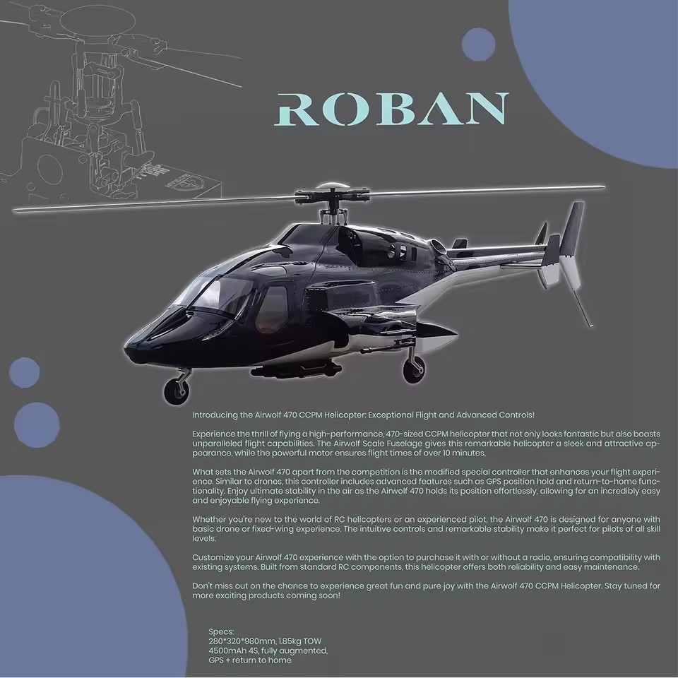 ROBAN 470 サイズ エアウルフ ヘリコプター RTF - Rc Helicopter Bag のレビューと価格