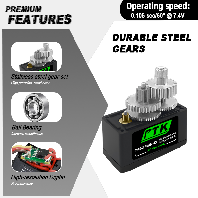 PTK 7452 MG-D 9 グラムデジタルサーボメタルギ - Rc Helicopter Servo のレビューと価格
